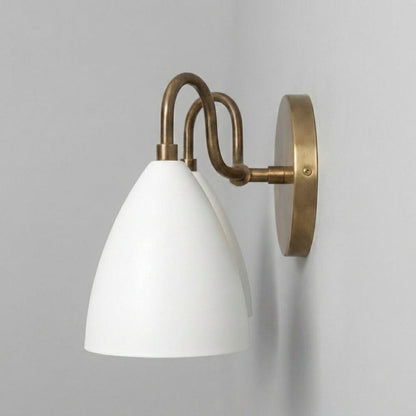 Double White Dome Wall Sconce - Brass Vanity Light