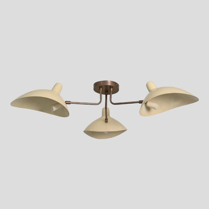 Flush Mount Ceiling Light - Three Arm Curved Cream Shade