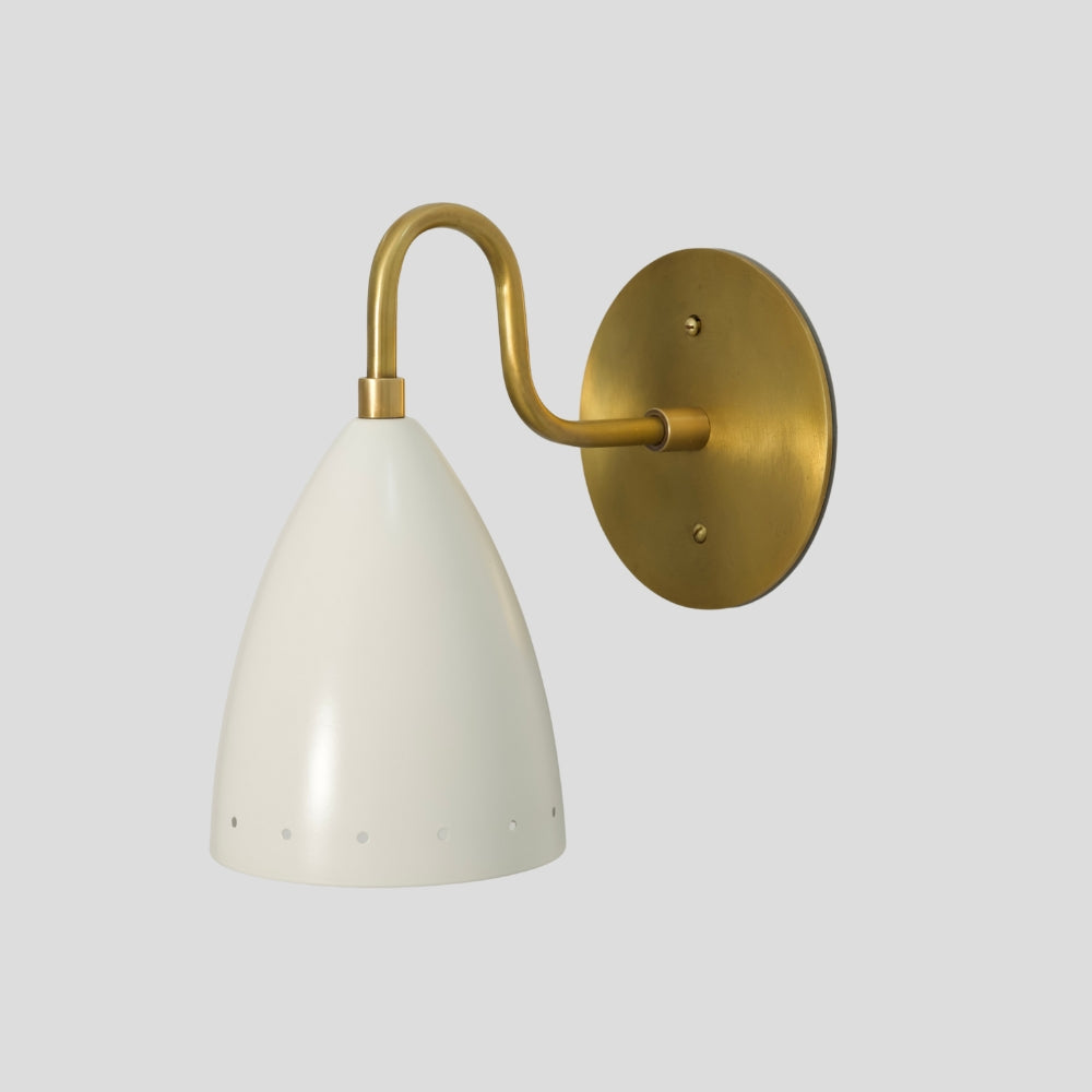 Modern White Wall Light - Brass Sconce