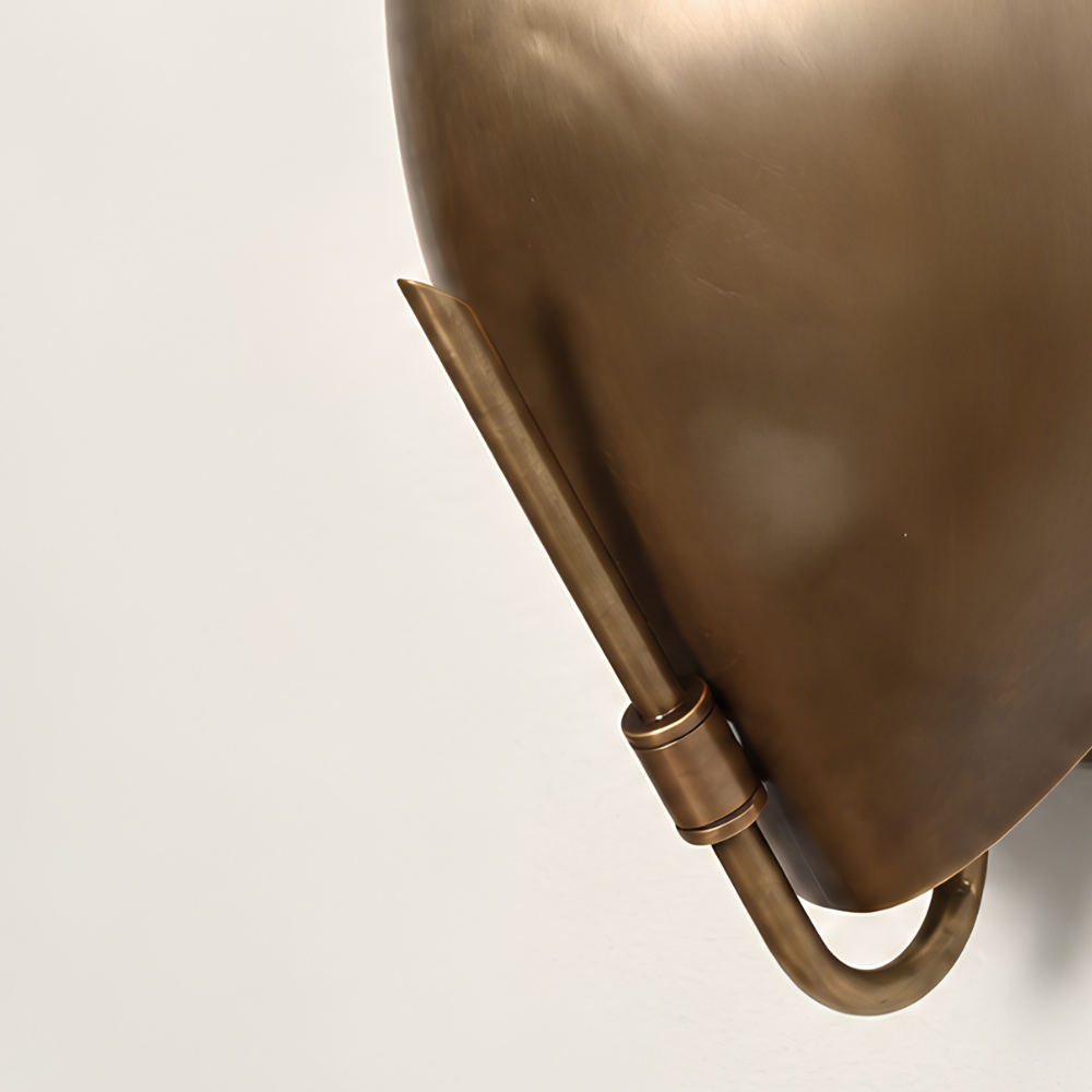 Modern Oval Curved Sconce - Mid Century Brass Leaf Shade Wall Lamp