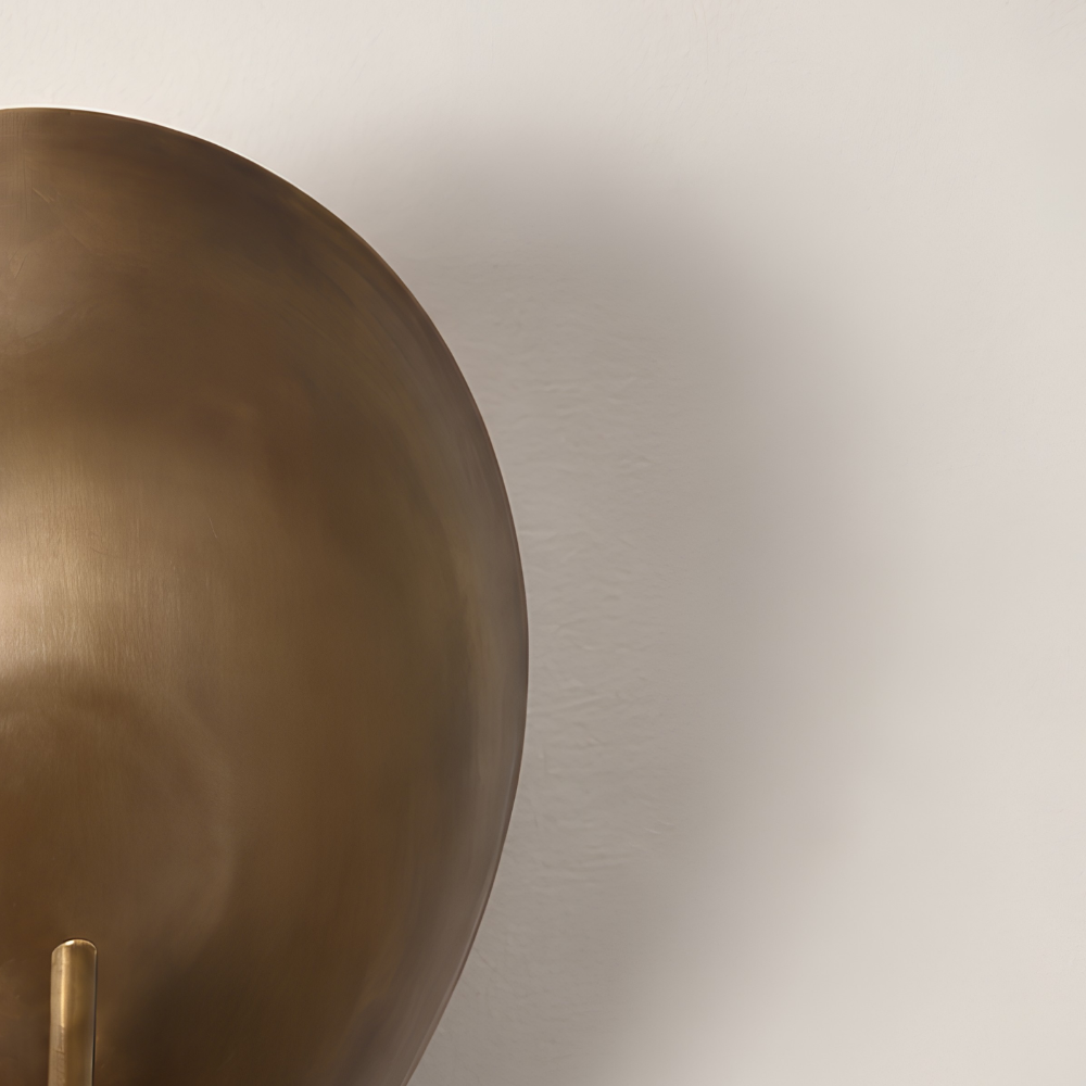 Modern Oval Curved Sconce - Mid Century Brass Leaf Shade Wall Lamp