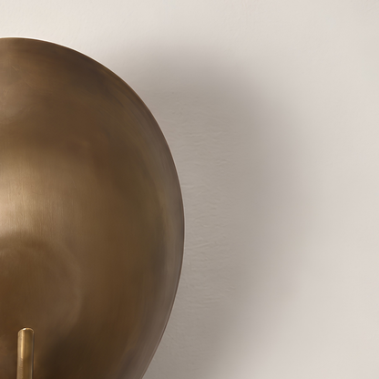 Modern Oval Curved Sconce - Mid Century Brass Leaf Shade Wall Lamp