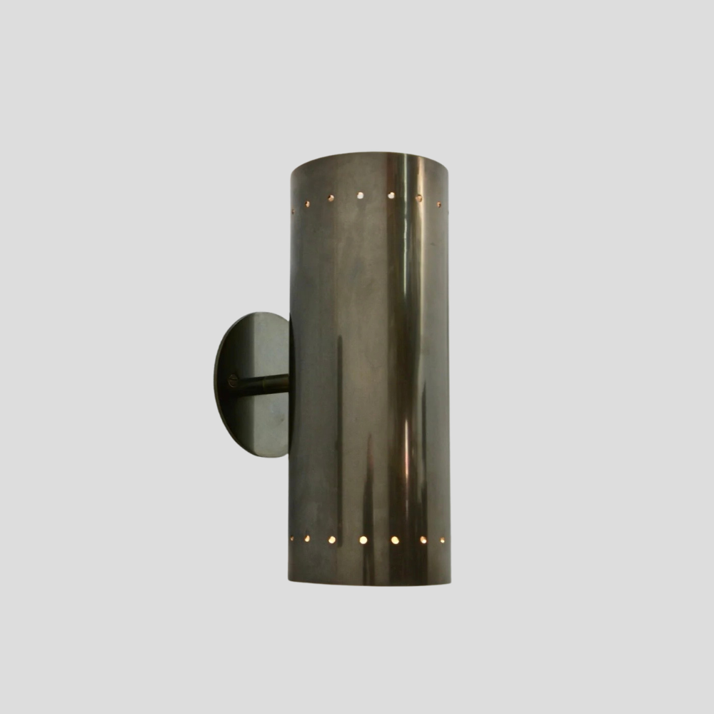 Perforated Brass Cylinder Sconce - Double Up & Down Wall Light