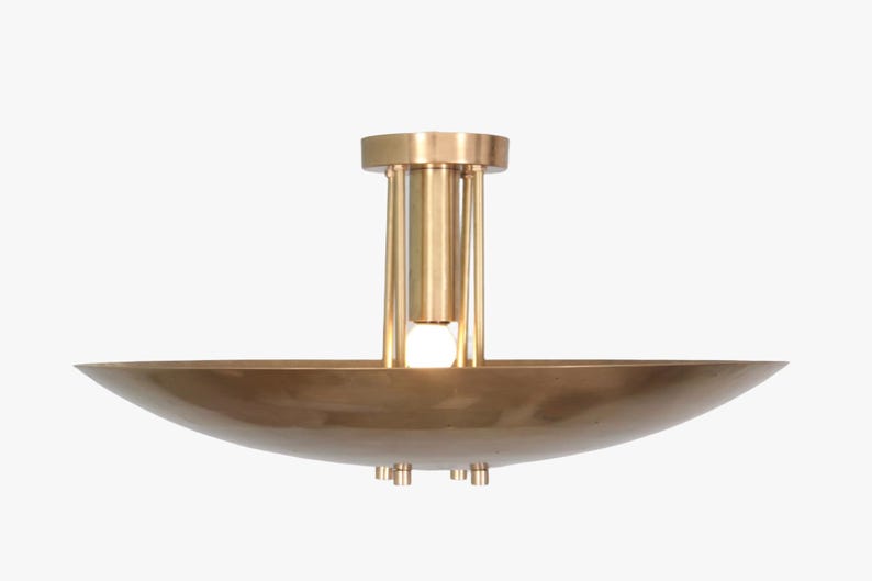 Brass Sputnik Chandelier: Mid Century Modern Ceiling Light Fixture