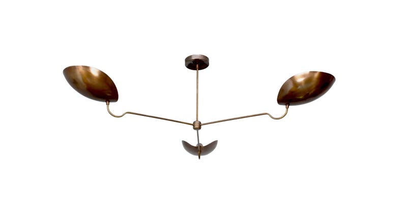 3 Light Curved Shades Pendant Mid Century Modern Raw Brass Sputnik chandelier light Fixture