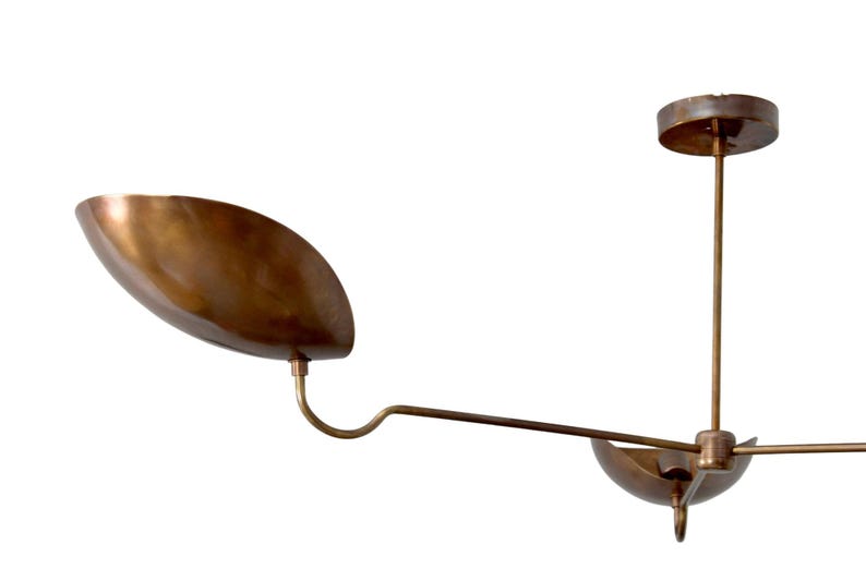 3 Light Curved Shades Pendant Mid Century Modern Raw Brass Sputnik chandelier light Fixture