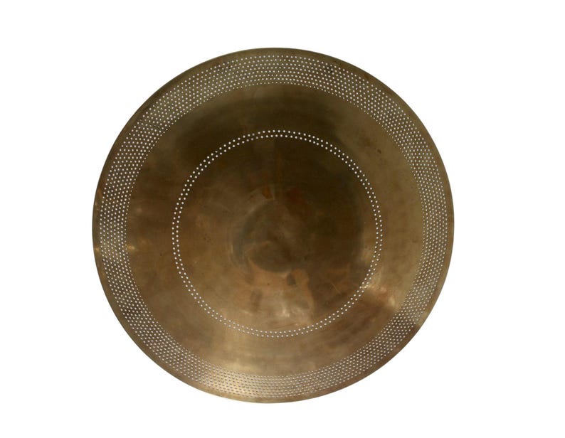 Raw Brass Sputnik Chandelier: Mid Century Modern Perforated Light Fixture