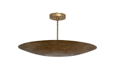 Raw Brass Sputnik Chandelier: Mid Century Modern Perforated Light Fixture