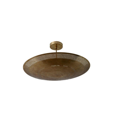 Raw Brass Sputnik Chandelier: Mid Century Modern Perforated Light Fixture