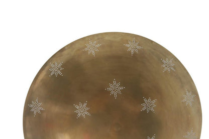Raw Brass Sputnik Chandelier: Mid Century Modern Star Perforated Light