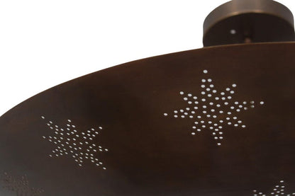 Raw Brass Sputnik Chandelier: Mid Century Modern Star Perforated Light