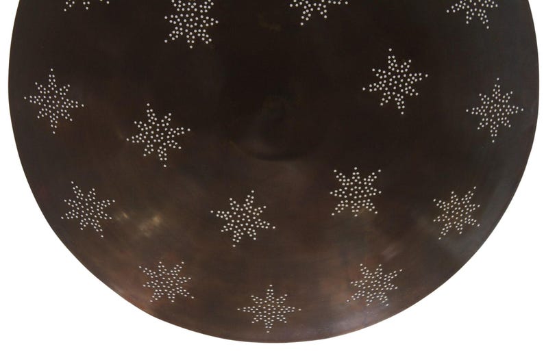 Raw Brass Sputnik Chandelier: Mid Century Modern Star Perforated Light
