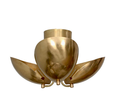 Raw Brass Sputnik Chandelier: Mid Century Modern 3-Light Fixture