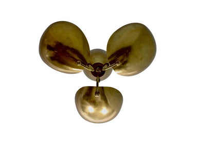 Raw Brass Sputnik Chandelier: Mid Century Modern 3-Light Fixture
