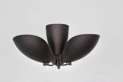 Raw Brass Sputnik Chandelier: Mid Century Modern 3-Light Fixture