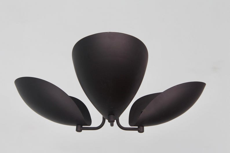 Raw Brass Sputnik Chandelier: Mid Century Modern 3-Light Fixture
