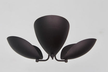 Raw Brass Sputnik Chandelier: Mid Century Modern 3-Light Fixture