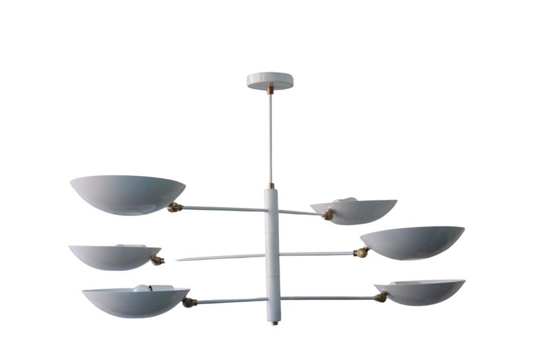 6 Light Pendant Mid Century Modern Raw Brass Sputnik chandelier light Fixture