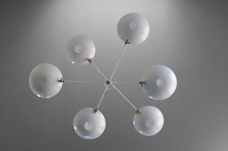 6 Light Pendant Mid Century Modern Raw Brass Sputnik chandelier light Fixture