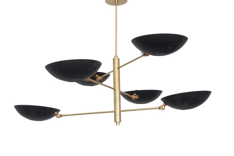 6 Light Pendant Mid Century Modern Raw Brass Sputnik chandelier light Fixture