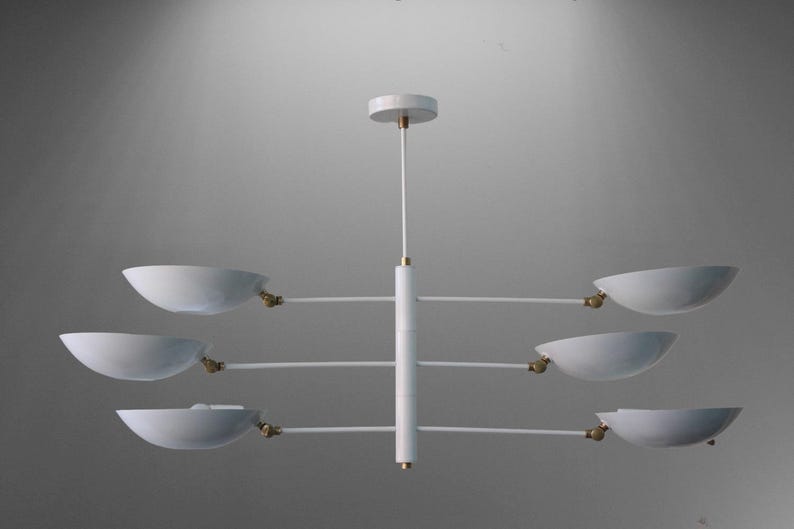 6 Light Pendant Mid Century Modern Raw Brass Sputnik chandelier light Fixture