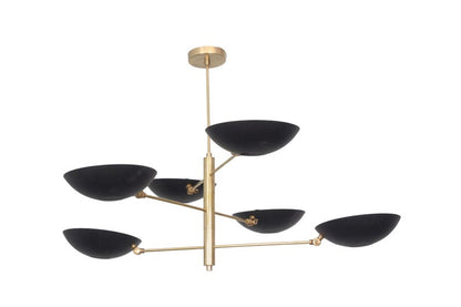 6 Light Pendant Mid Century Modern Raw Brass Sputnik chandelier light Fixture