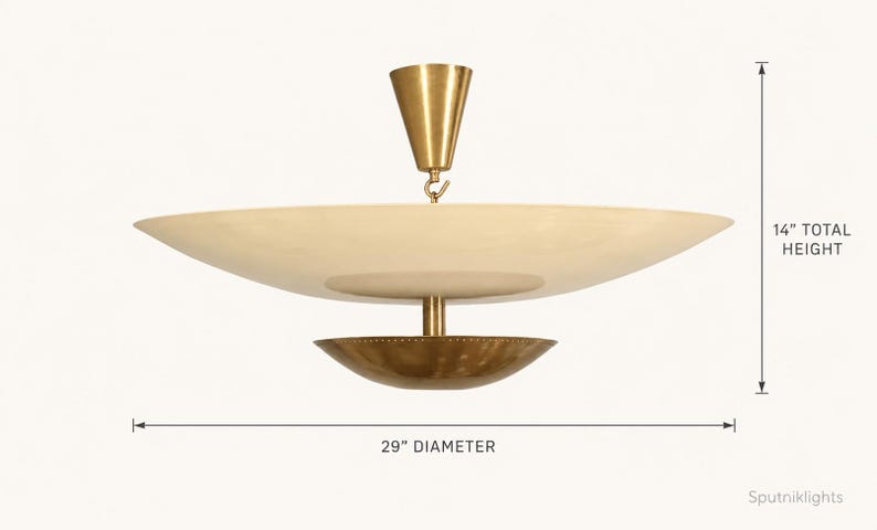 Mid Century 6 Light Sputnik Chandelier Ceiling Flushmount Raw Brass Pendant Light Fixture