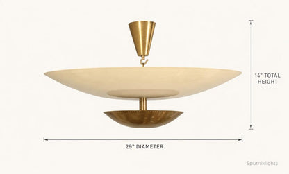 Mid Century 6 Light Sputnik Chandelier Ceiling Flushmount Raw Brass Pendant Light Fixture