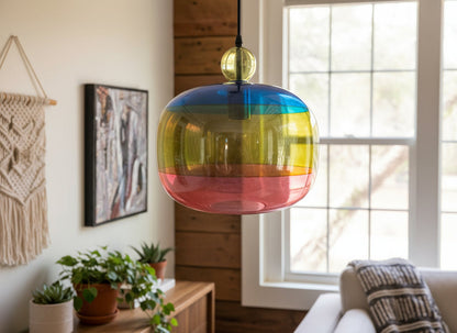 Multicolor Glass Pendant Light – Modern Boho Ceiling Lamp