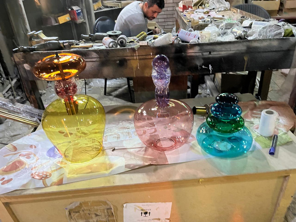 Handblown Glass Pendant Light Set – Custom Hanging Glass Lights for Interior Spaces