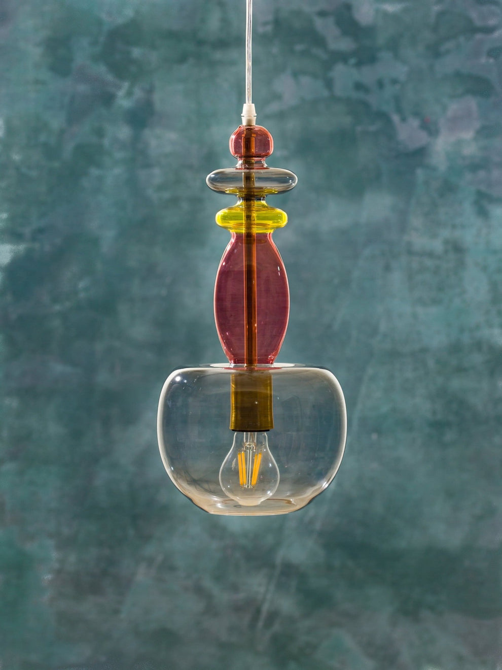 Hand-Blown Glass Pendant Light - Multicolored Modern Design