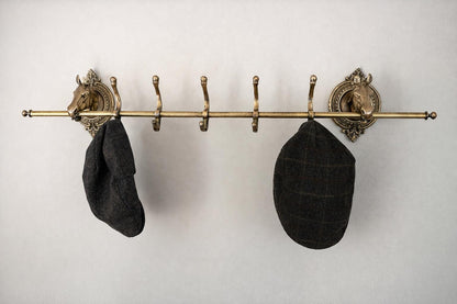 Vintage Equestrian Brass Horse Coat Rack