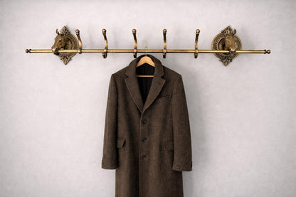 Vintage Equestrian Brass Horse Coat Rack