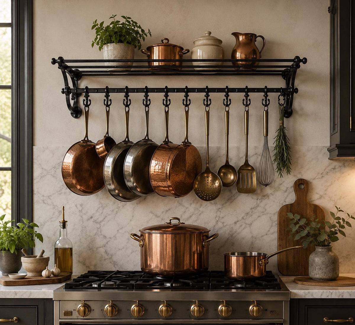 Wall Mounted Pot Rail Kitchen Rack Organizer