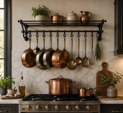 Wall Mounted Pot Rail Kitchen Rack Organizer