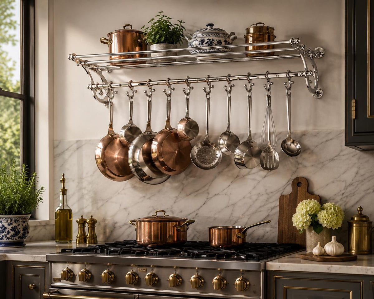Wall Mounted Pot Rail Kitchen Rack Organizer